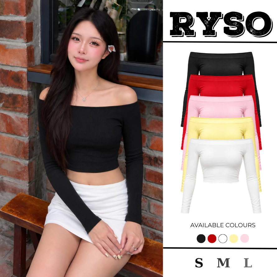 Áo Thun Croptop Tay Dài Trễ Vai Ôm Body, Áo Croptop Kiểu Sexy Chất Thun Borip Dày TD06 RYSO STORE