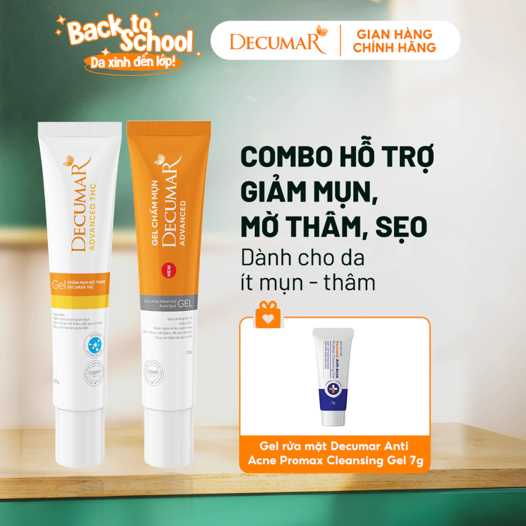 Set 2 gel bôi chấm mụn ngày - đêm Decumar 20gr hỗ trợ giảm mụn, mờ thâm sẹo do mụn