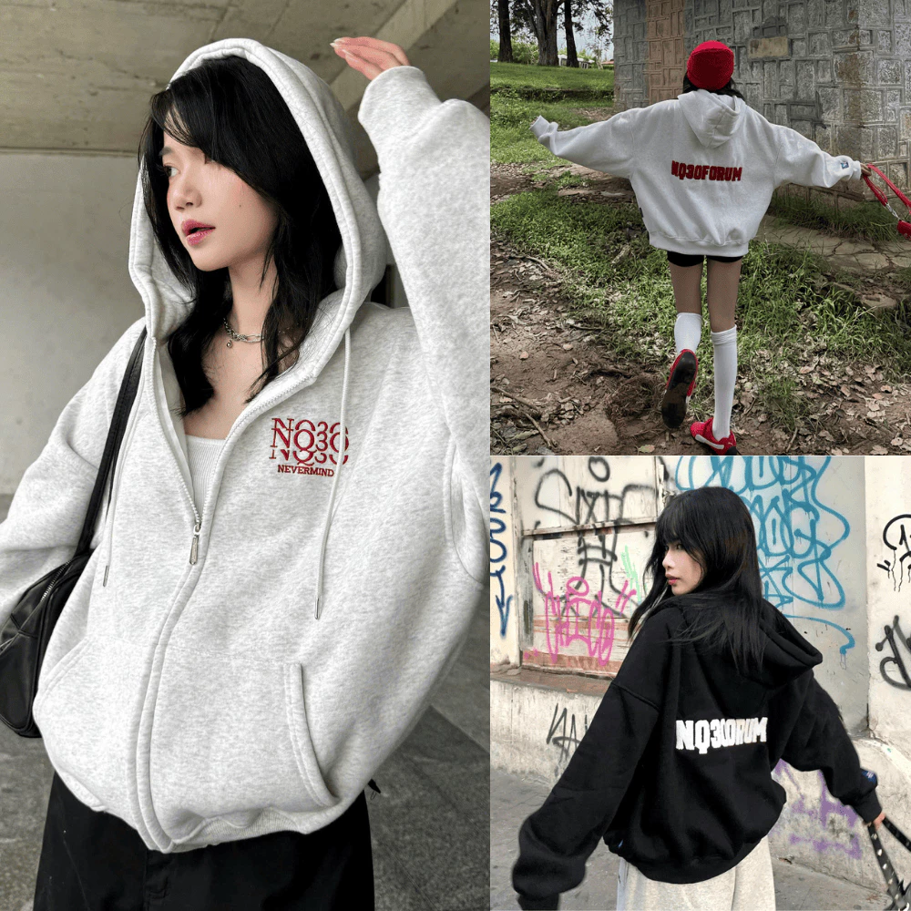 Áo Khoác Hoodie Zip COTTON Chất nỉ bông Cotton Mềm Mịn Dày Dặn Thêu Xù NQ30 MISO Form Boxy Form Rộng Unisex 2026