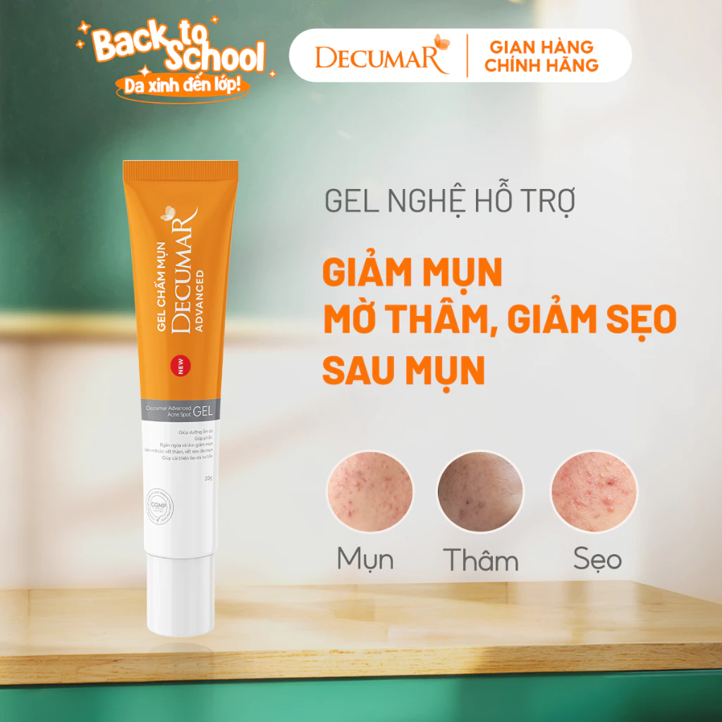 Gel giảm mụn, mờ thâm sẹo Decumar  Advanced, giúp dịu các vết sưng viêm, se cồi mụn, ngăn ngừa mụn hiệu quả