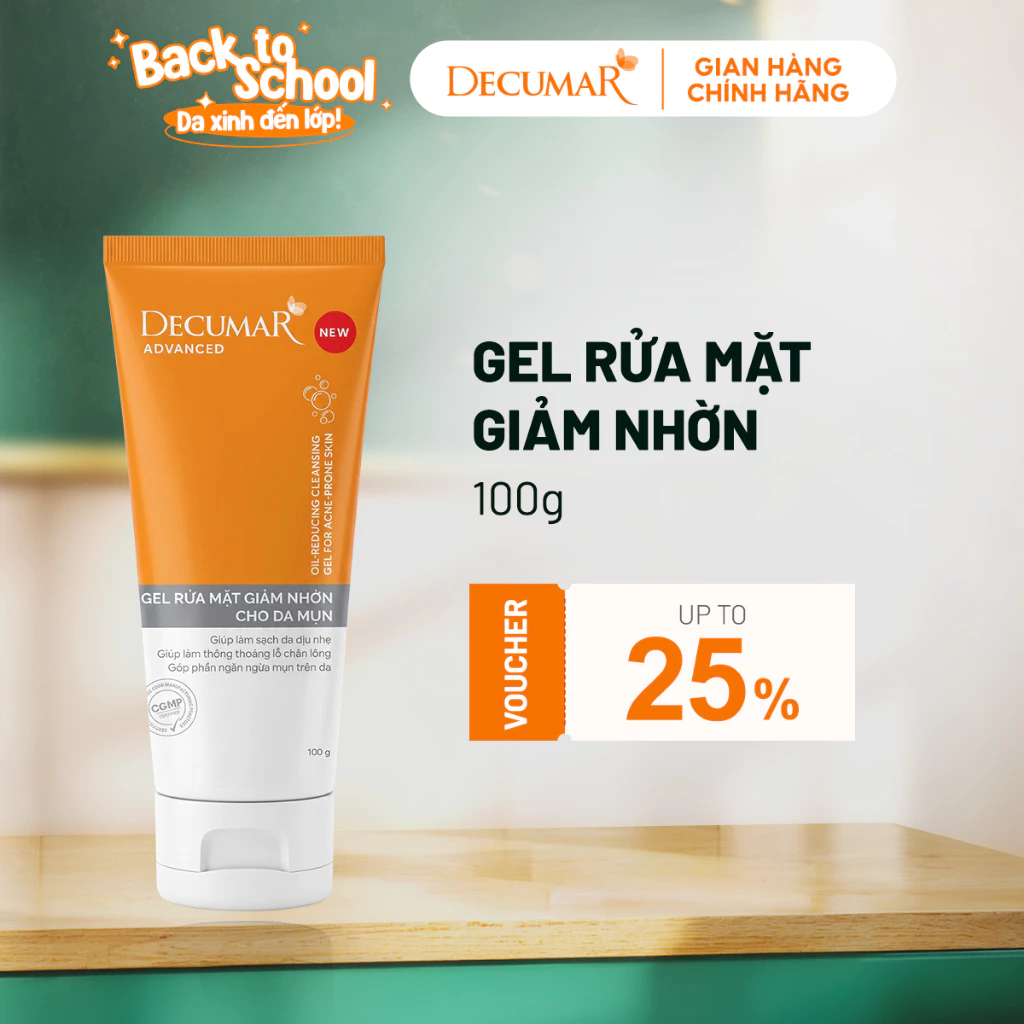 Gel rửa mặt cho da dầu mụn Decumar Advanced làm sạch sâu, cân bằng độ PH, kiểm soát nhờn, ngừa mụn hiệu quả