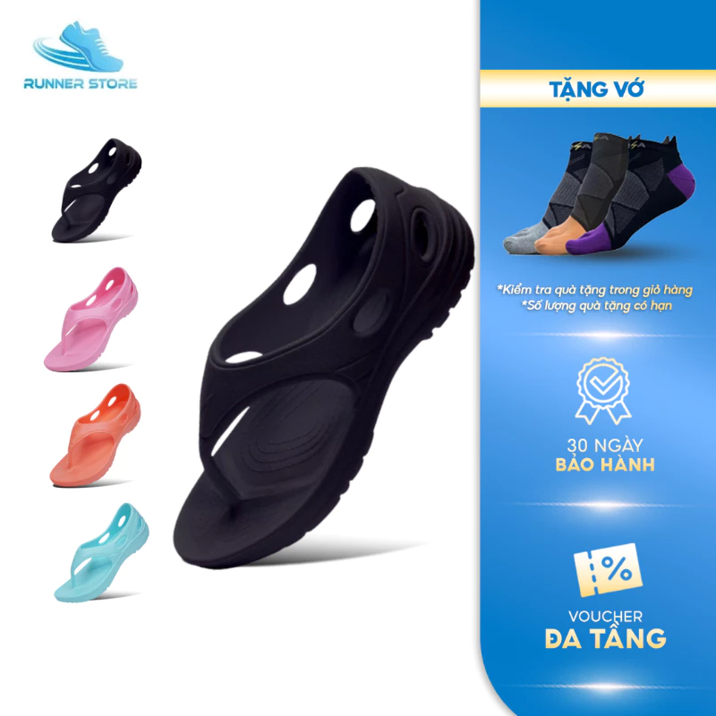 Dép chạy bộ thể thao nam nữ Goya Sandal Plus màu đen - Công nghệ SkyBoune™ EVA nhẹ êm, chống trượt