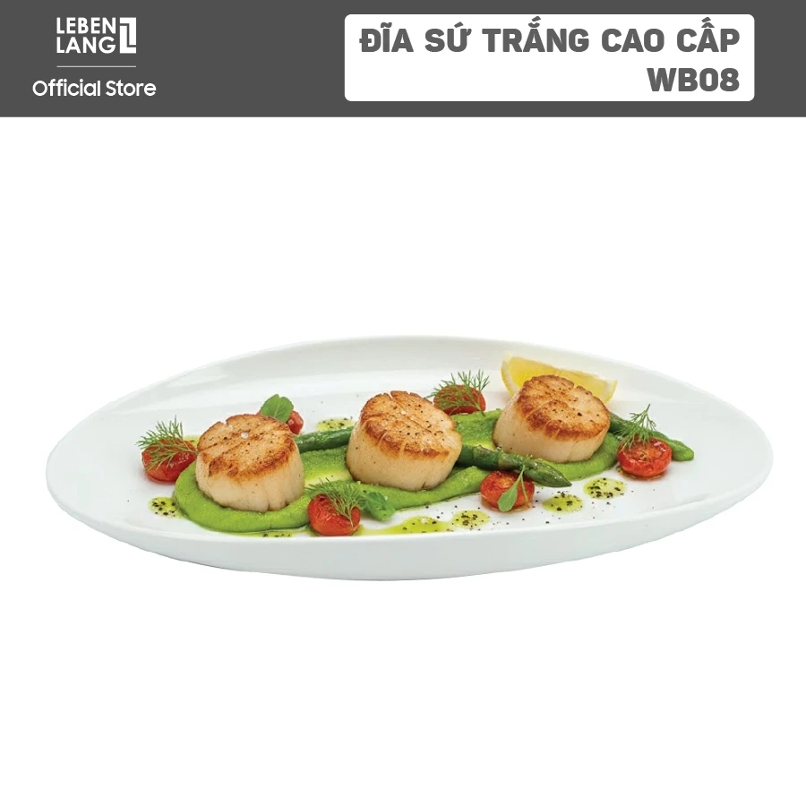 Đĩa sứ oval cao cấp WB08, 12.5 x 20.5cm, Đĩa ăn, đĩa bánh, dùng được máy rửa bát - hàng chính hãng