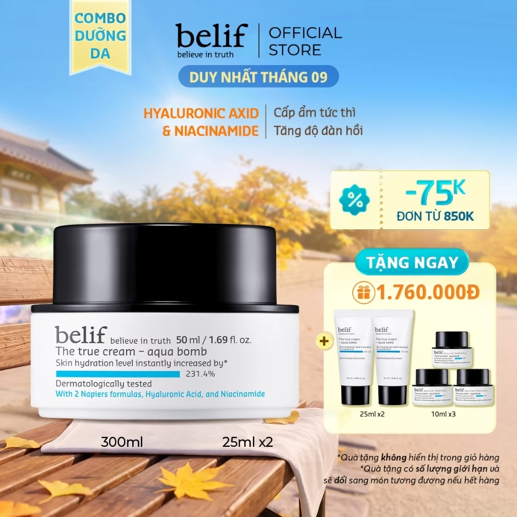[belif Official] Kem cấp ẩm tức thì dạng gel belif The True Cream Aqua Bomb