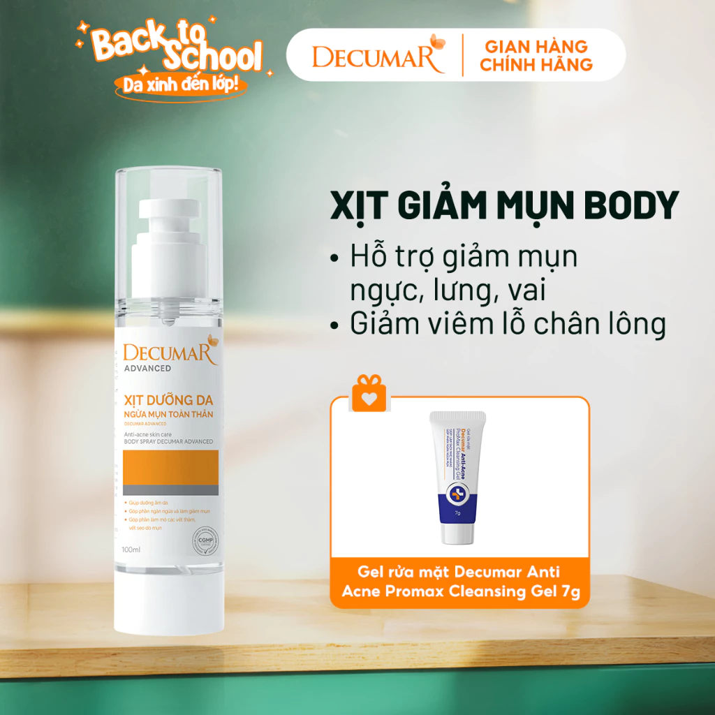 [VHL x Decumar] Xịt dưỡng da ngừa mụn toàn thân Decumar Advanced 100ml XDA02