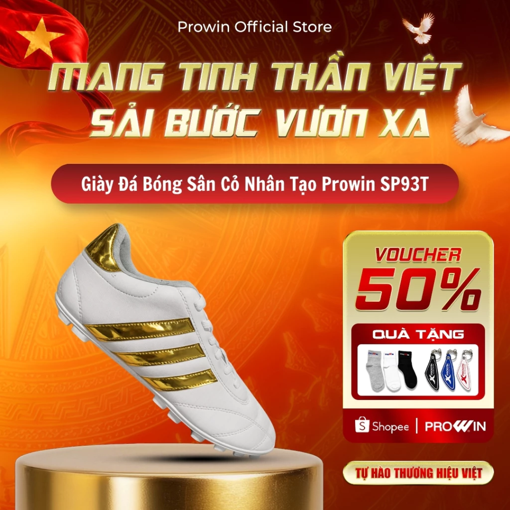 [KOL] Giày đá bóng Prowin SP93T sân cỏ nhân tạo (Full size 38-45) - Da PVC cao cấp, khâu full đế, bám sân