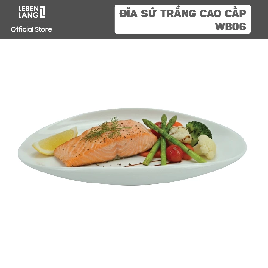 Đĩa Sứ Oval Lebenlang WB07, 20 x 30cm Cao Cấp Trắng Trơn, Dùng Lò Vi Sóng, Máy Rửa Bát - chính hãng