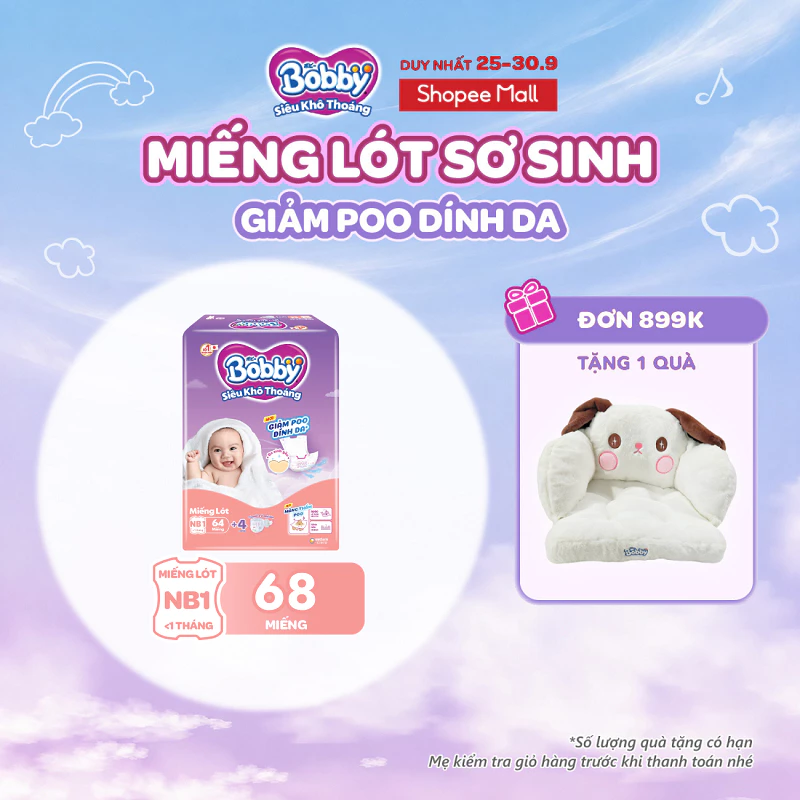 [TẶNG MIẾNG NGẪU NHIÊN] Miếng lót sơ sinh Bobby Newborn 1-64 miếng Giảm Poo Dính Da