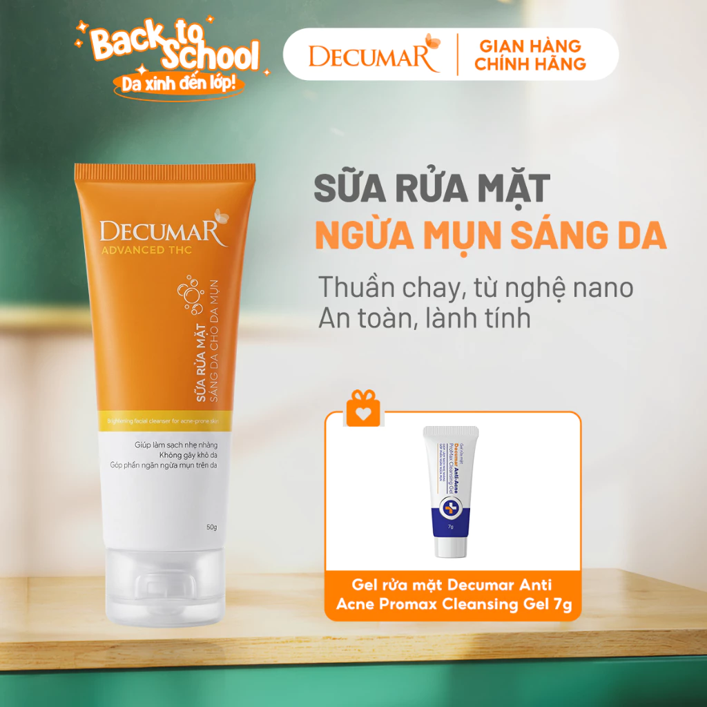 Sữa rửa mặt cho da dầu mụn nghệ Nano THC Decumar 50g giúp sạch sâu, cân bằng độ PH, giảm mụn, sáng da, lành tính - DTS10