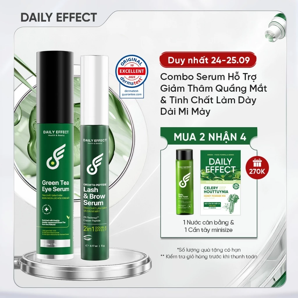 Combo Serum Giảm Thâm Quầng Mắt + Serum Làm Dày Dài Mi Mày - DAILY EFFECT (15g + 5g)