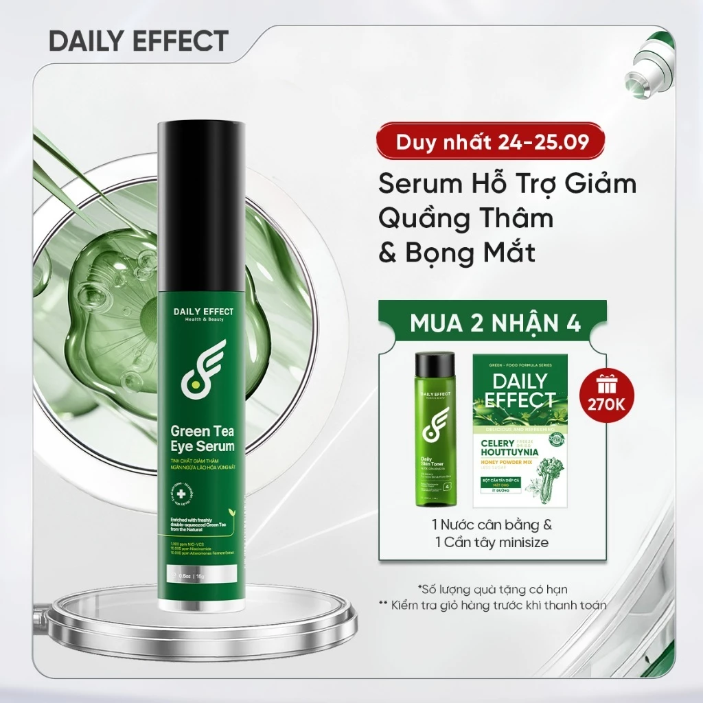Serum Giảm Quầng Thâm Mắt & Bọng Mắt DAILY EFFECT Green Tea Eye Serum (15g)