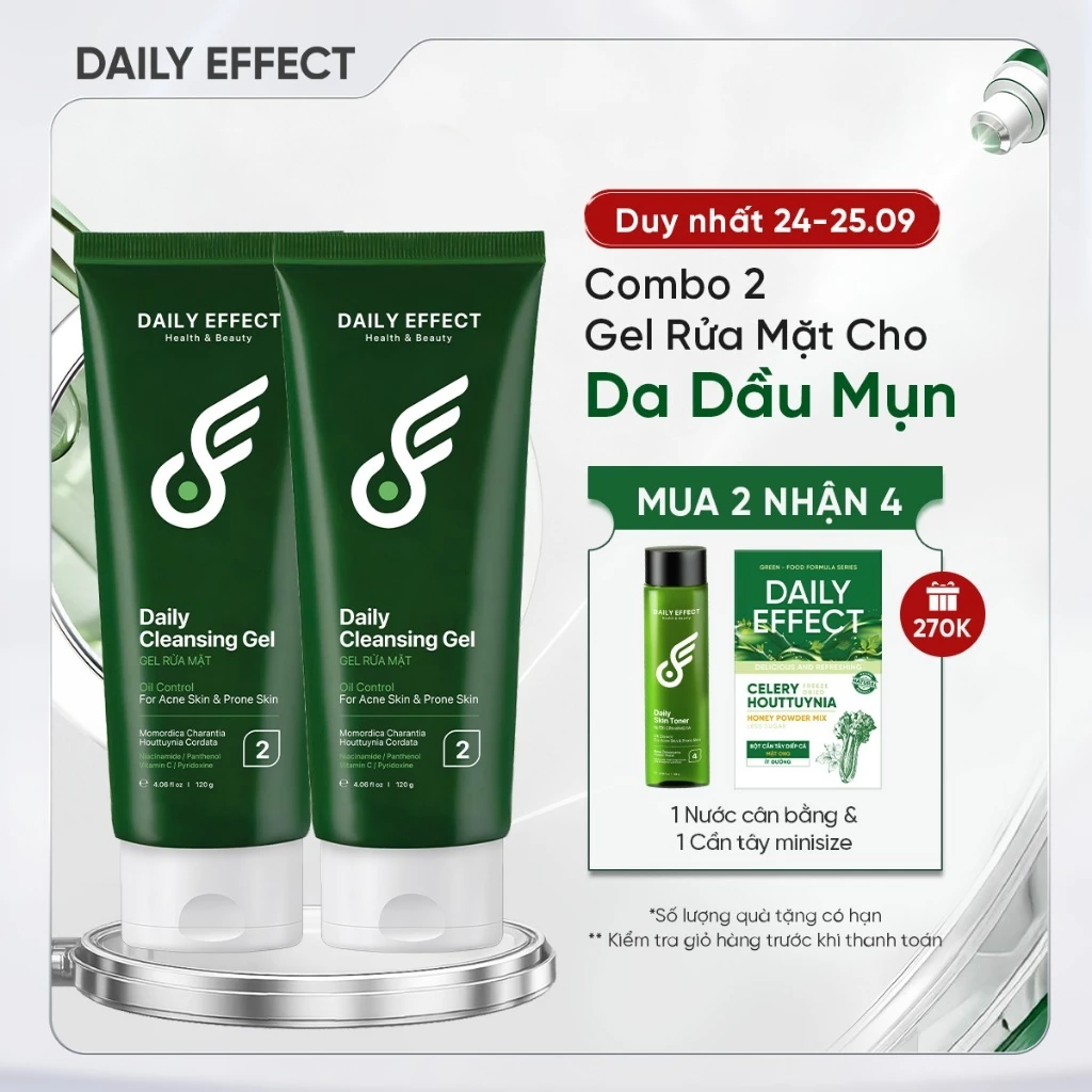 Combo 2 Sữa Rửa Mặt Cho Da Dầu Mụn - DAILY EFFECT (120g + 120g)