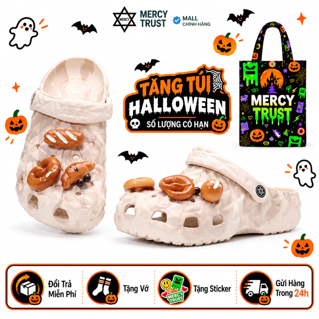 [TẶNG TÚI HALLOWEEN] Kèm Sticker Giống Hình, Vớ - Dép MERCY TRUST Kim Cương MC11 Loang Kem Bigsize 34 - 44-45