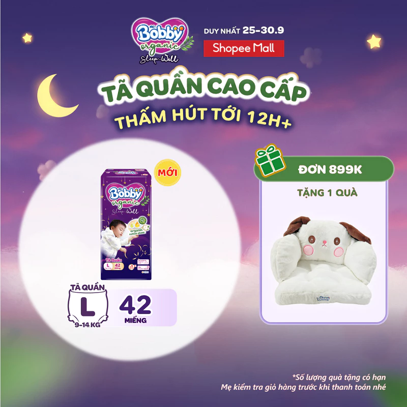 [MỚI RA MẮT] Tã quần Ban Đêm Cao Cấp Bobby Sleep-Well dịu nhẹ khô thoáng