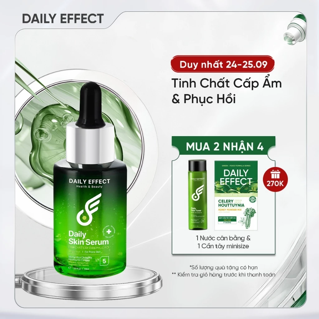 Serum HA & B5 Cấp Ẩm & Làm Dịu Da DAILY EFFECT Daily Skin Serum (30g) (giúp cấp nước, làm dịu da, hỗ trợ thu nhỏ lỗ c