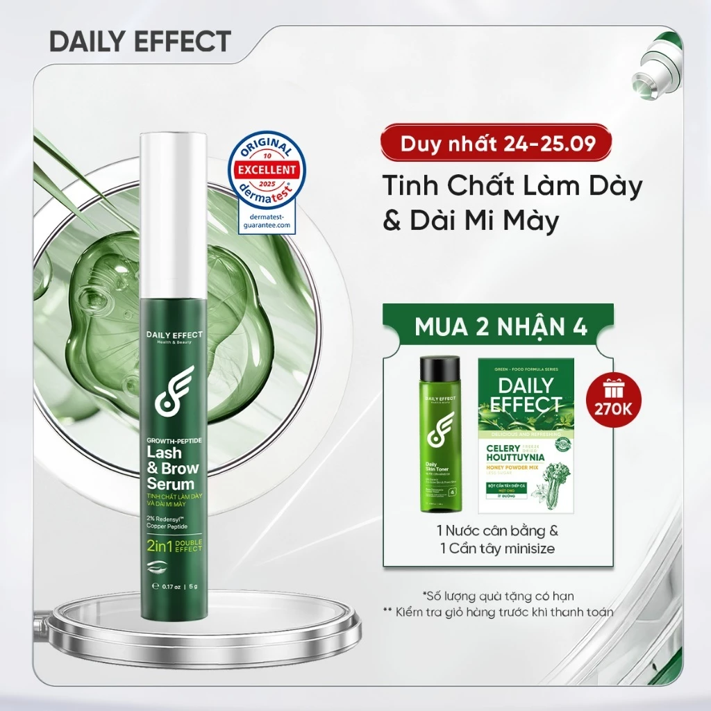 Tinh Chất Làm Dày Và Dài Mi - Mày DAILY EFFECT Growth Peptide Lash & Brow Serum (5g)