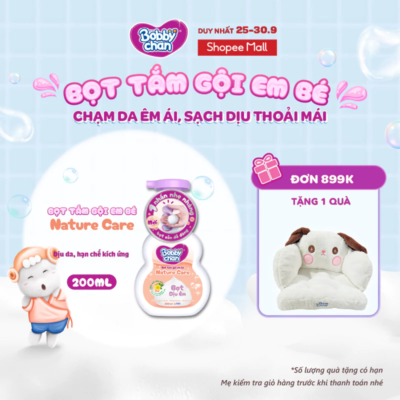 [MỚI RA MẮT] Bọt tắm gội em bé Nature Care - Làm sạch dịu nhẹ, hạn chế kích ứng 200ml/450ml