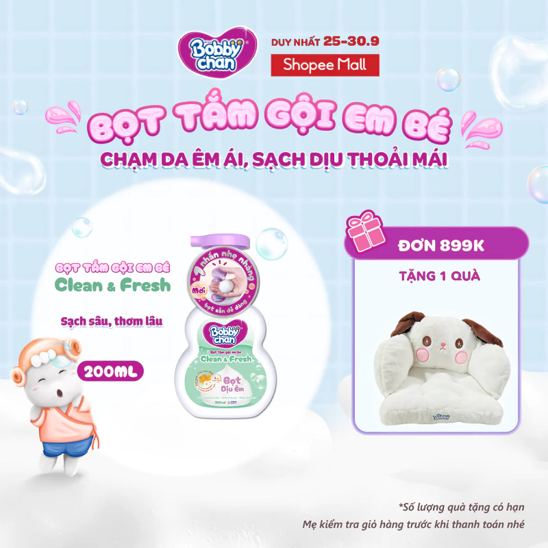 [MỚI RA MẮT] Bọt tắm gội em bé Clean & Fresh - Sạch sâu, thơm hương dài lâu  200ml/450ml