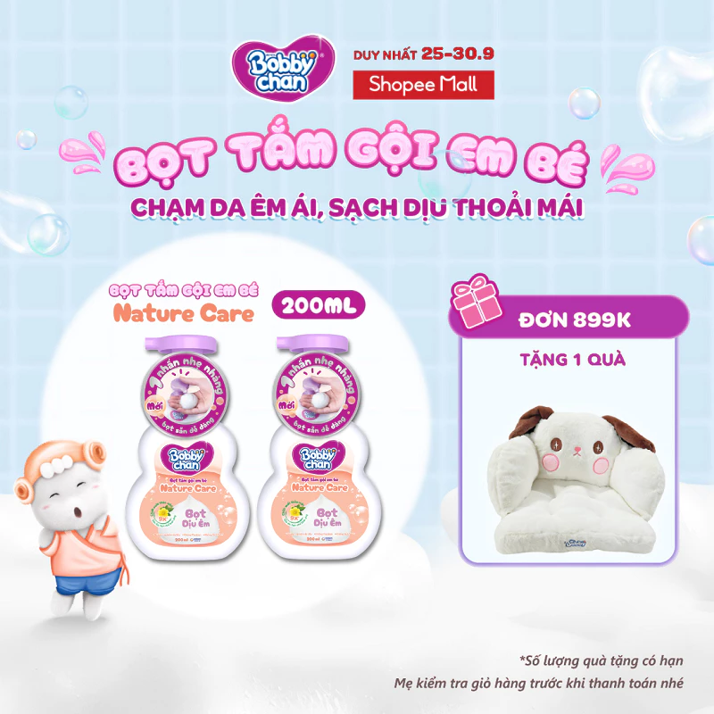 [MỚI RA MẮT] Combo 2 chai Bọt tắm gội em bé Nature Care - Soft Care - Clean & Fresh 200ml