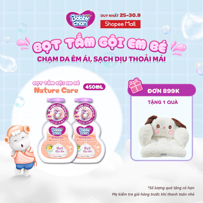 [MỚI RA MẮT] Combo 2 chai Bọt tắm gội em bé Nature Care - Soft Care - Clean & Fresh 450ml