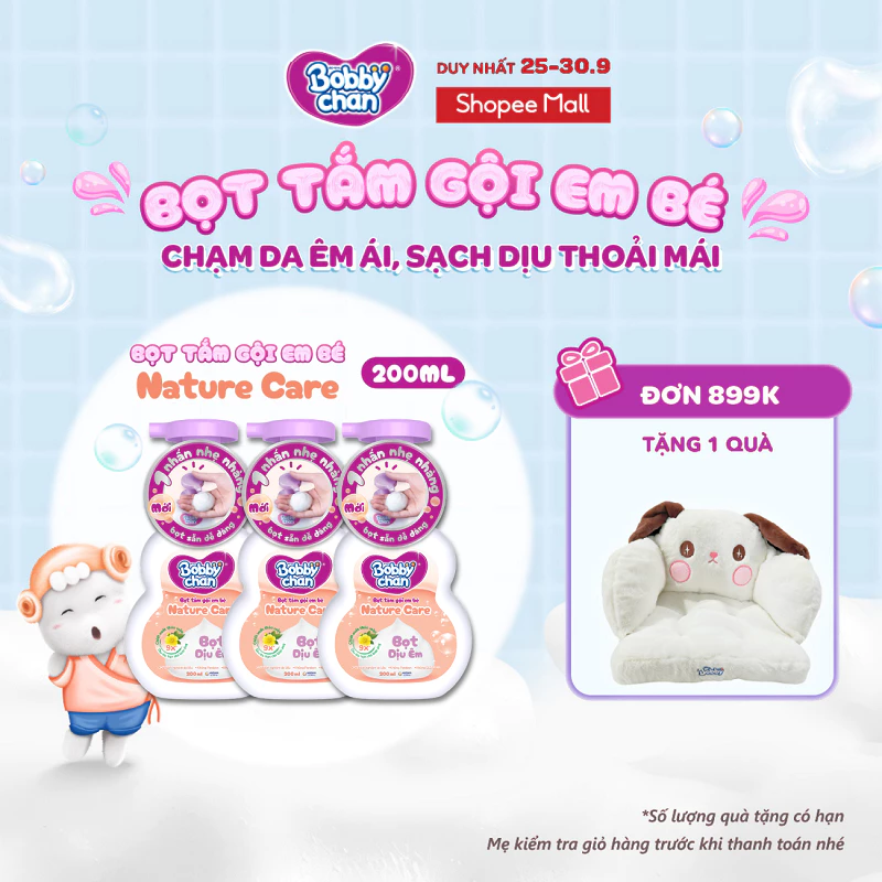 [MỚI RA MẮT] Combo 3 chai Bọt tắm gội em bé Nature Care - Soft Care - Clean & Fresh 200ml