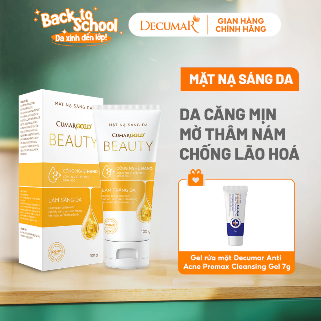 Mặt nạ sáng da CumarGold Beauty hỗ trợ mờ thâm nám, dưỡng sáng da đều màu từ nghệ Nano curcumin