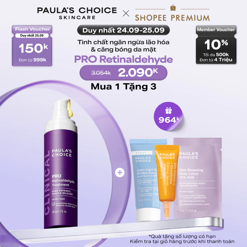 [HSD:11/27] Tinh chất Retinal ngăn ngừa lão hóa và căng bóng da mặt Paula's Choice PRO Retinaldehyde Treatment 30ml 1501
