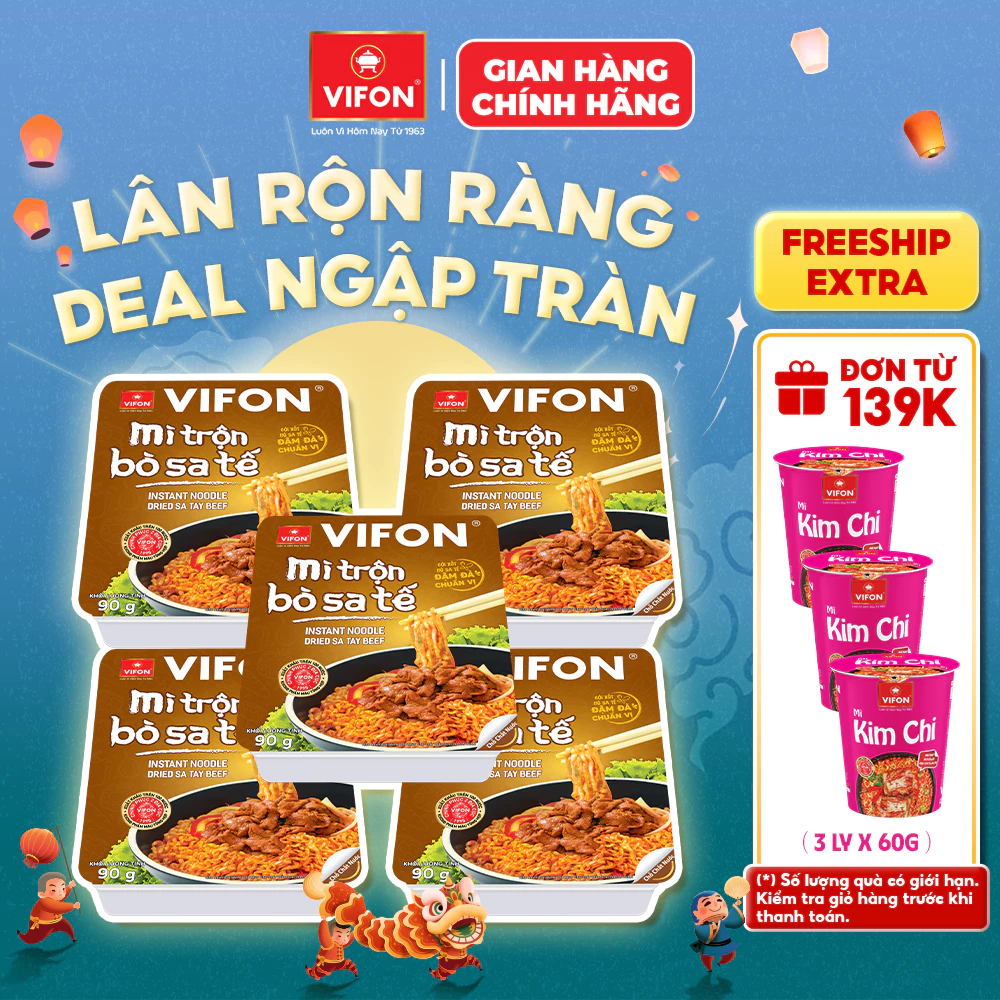 [Combo Halloween] Set 5 Khay Mì Trộn Tương Đen/ Bò Sa tế/ Hải Sản/ Spaghetti/ Pad Thái/Tôm Chua Cay Thái V