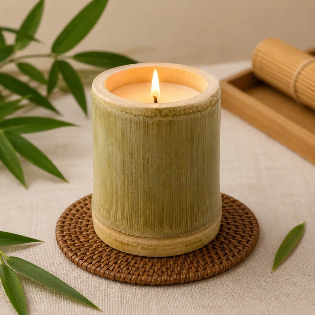 Nến Thơm Cao Cấp Sáp Đậu Nành Nhiều Mùi Hương, Cốc Ống Tre Thời Gian Cháy Từ 20 Đến 40 Giờ Giúp Thư Giãn