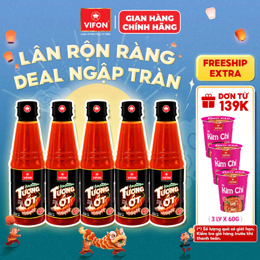 [Hỏa Tốc + Voucher 10%] Set 2/ Set 5 Tương Ớt Cay Bùng Nổ VIFON 500ml/ Chai Nước Sốt
