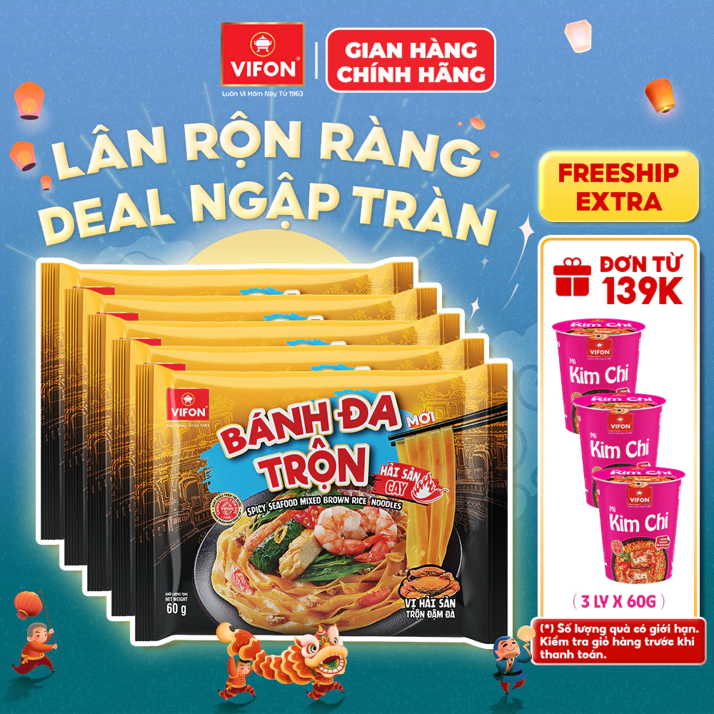 [VOUCHER HOT 10%] Set5/ Set 10 Gói Bánh Đa Trộn Hải Sản Cay 60Gr, Thơm Ngon, Đậm Vị Đặc Sản Hải Phòng