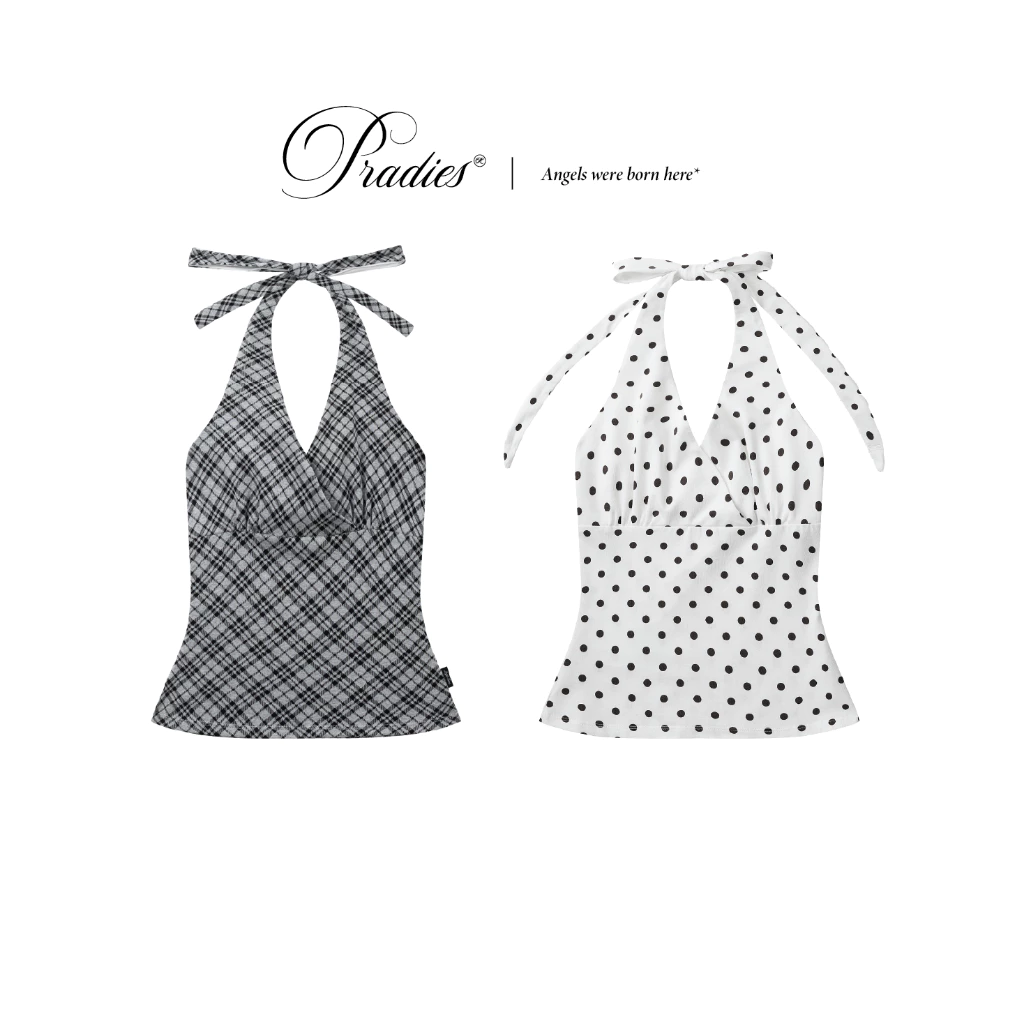 Áo Yếm Chấm Bi / Caro PRADIES - Dots Check Halter Neck