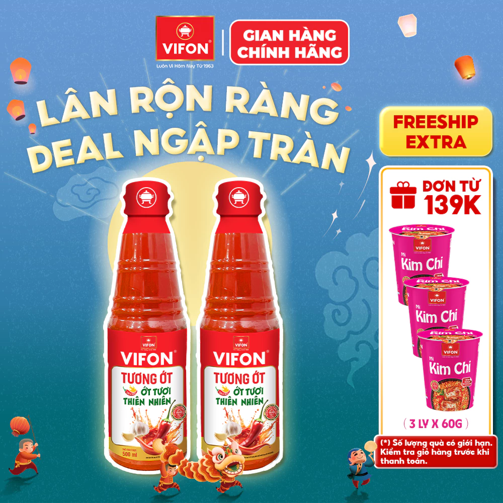 [KOL] Set 2 Chai Tương Ớt VIFON VỊ Bùng Nổ/Truyền Thống - Gia Vị Thơm Ngon, Nguyên Liệu Tự Nhiên, 500ml/Chai