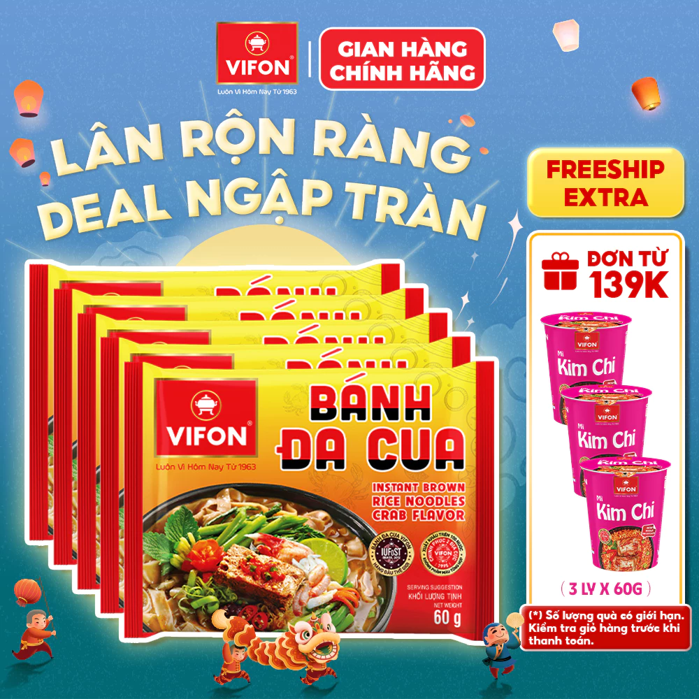 [KOL] Set 5 Gói Bánh Đa Cua/Bánh Đa Tôm/Bún Riêu Cua VIFON