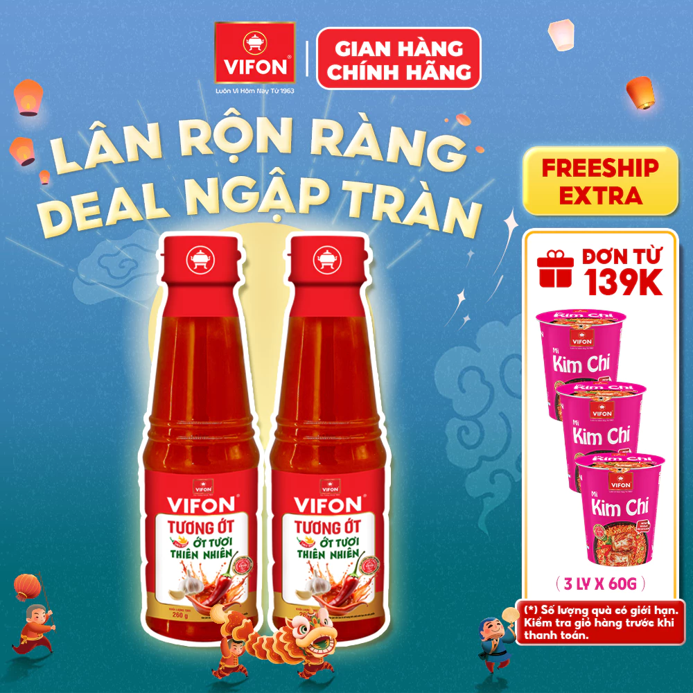 [VOUCHER HOT 10%] Set 2 Gia Vị Tương Ớt VIFON 260Gr/ Chai - Vị nguyên bản của ớt tươi
