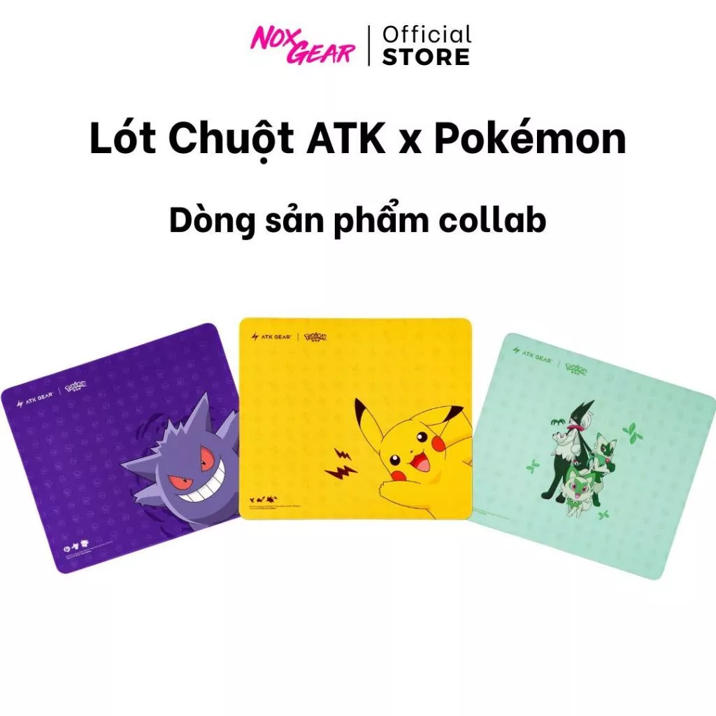 Lót Chuột Gaming ATK x Pokémon | Sản Phẩm Collab Hoạt Hình | Bề Mặt Balanced-Speed(Hybrid) | Đế Poron Chống Trơn Trượt