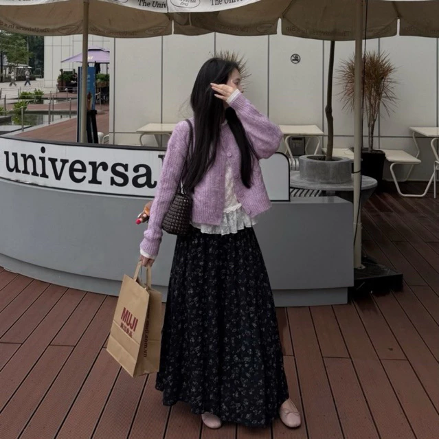 [Steezy] Áo khoác cardigan len lông cừu dày vặn thừng rộng ngang dáng lửng- KC3398