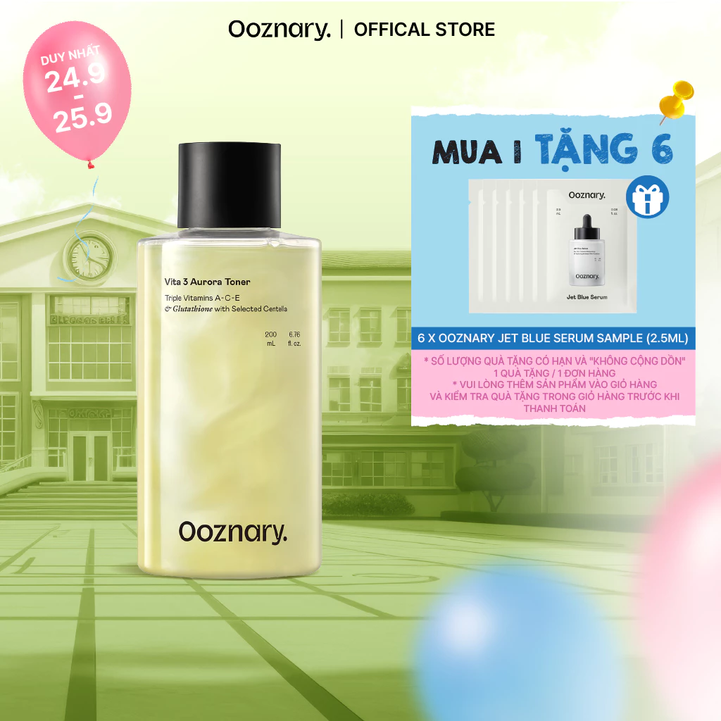Nước hoa hồng Ooznary Vita 3 Aurora Toner 200ml cấp ẩm cải thiện vết thâm
