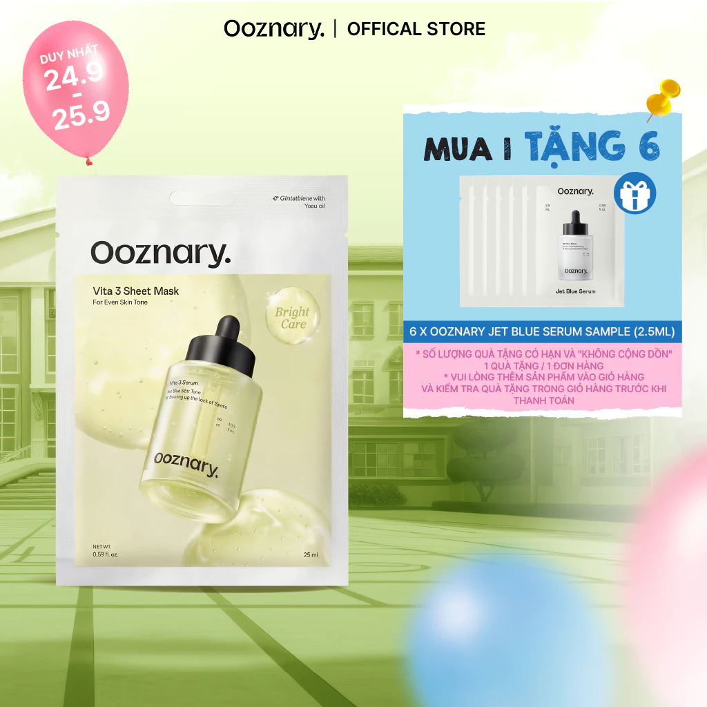 Mặt nạ Ooznary Vita 3 Sheet Mask 25ml (10 Miếng) dưỡng sáng cấp ẩm