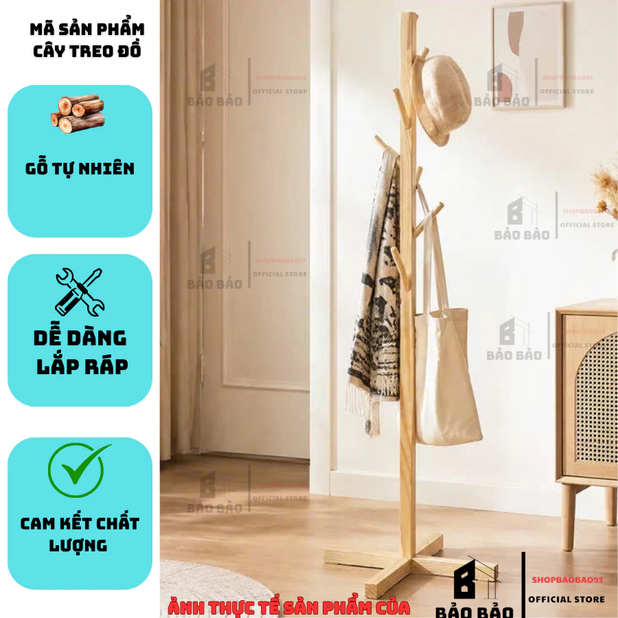 Cây treo đồ giá treo quần áo chất liệu gỗ tự nhiên decor không gian sống tiện lợi - CÂY TREO ĐỒ