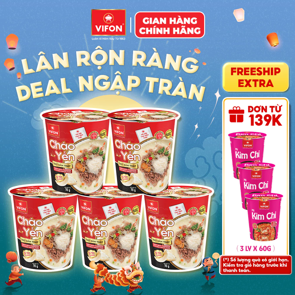 [VOUCHER HOT 10%] Set 5 Ly Cháo Yến Thịt Bằm/ Thịt Gà 70gr - Có Gói Thịt Thật, Đầy Đủ Dinh Dưỡng