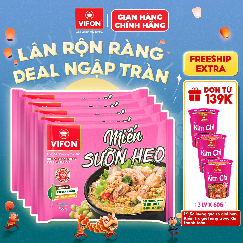 [VOUCHER HOT 10%] Set 5/ Set 10/ Thùng Miến Sườn Heo VIFON 60gr