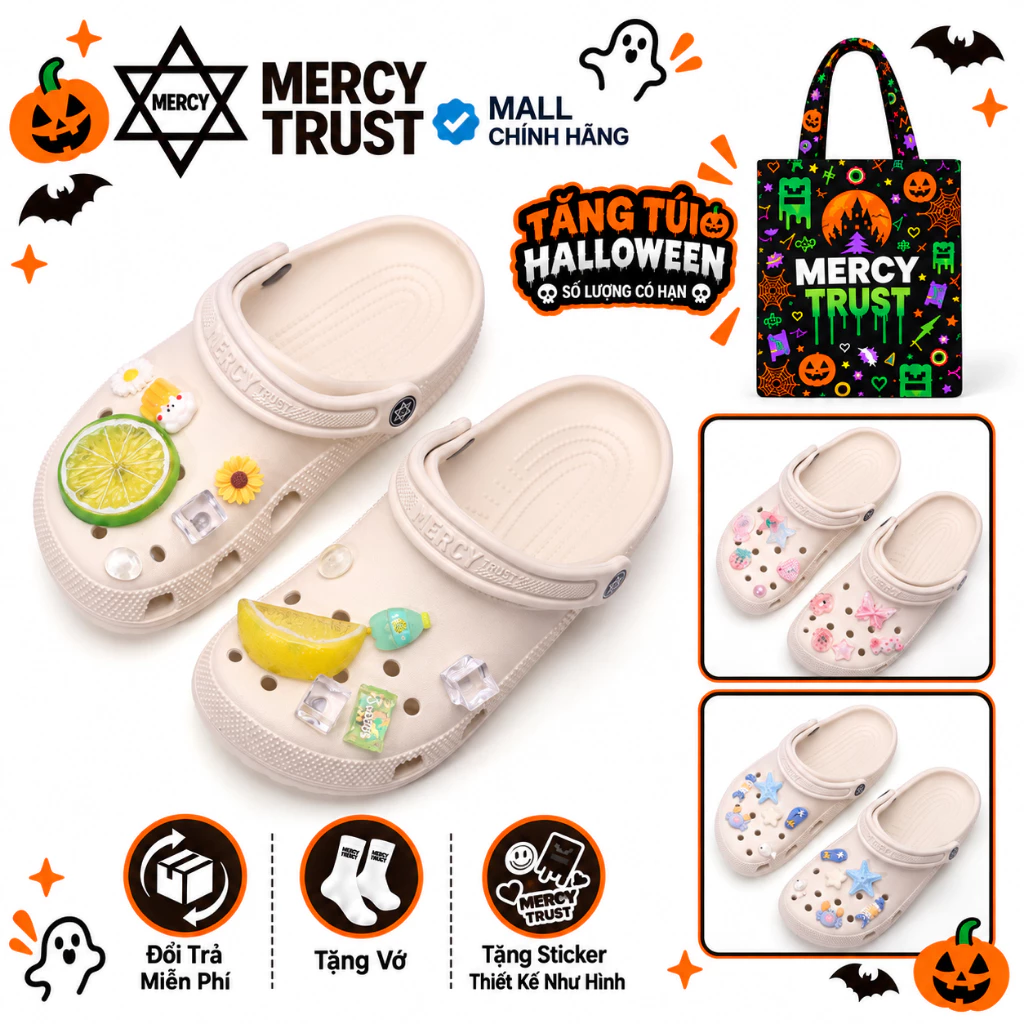 TẶNG TÚI HALLOWEEN, Sticker Giống Hình, Vớ - Dép sục MERCY TRUST Basic MC32 Loang Màu Sky - Chất liệu EVA êm nhẹ