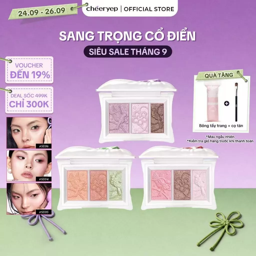[CHÉERYEP] Eye shadow Satin Shimmer Bảng Phấn Mắt Nổi Sang Trọng Lấp Lánh Kết Thúc Lâu Dài Màu Gối Đá Quý 6g