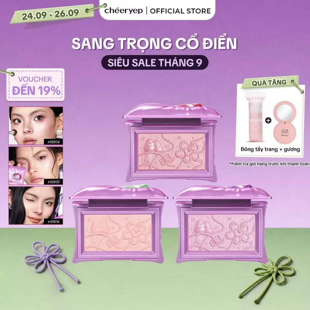 [CHÉERYEP ] Phấn Bắt Sáng Highlight Chạm Khắc Hiệu Ứng Lì Và Nhũ Căng Bóng Sáng Da Pillow Gem 6g
