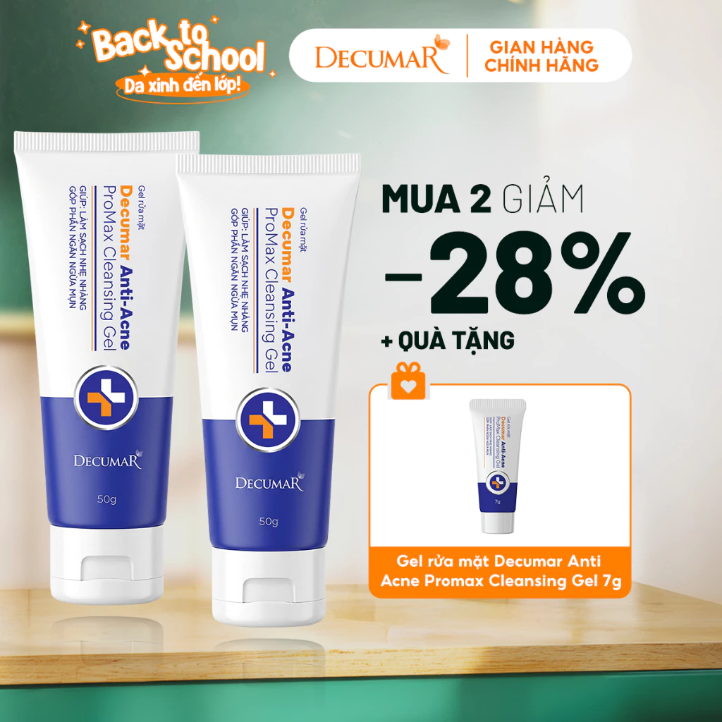 [Combo 2] Gel rửa mặt cho da mụn Decumar Promax, giúp làm sạch, ngừa mụn, kiềm dầu -  2 DPG02