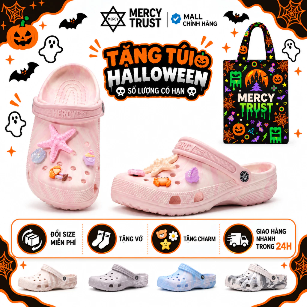 [TẶNG TÚI HALLOWEEN] Kèm Sticker, Vớ - Dép sục MERCY TRUST Basic MC29 biển mùa hè - chất liệu EVA êm nhẹ chống trượt