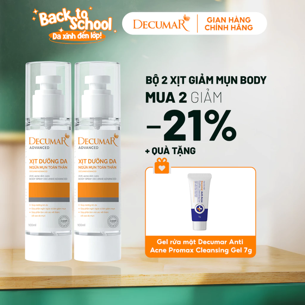 [VHL x Decumar] Combo 2 Xịt dưỡng da ngừa mụn toàn thân Decumar Advanced 100ml - 2 XDA02