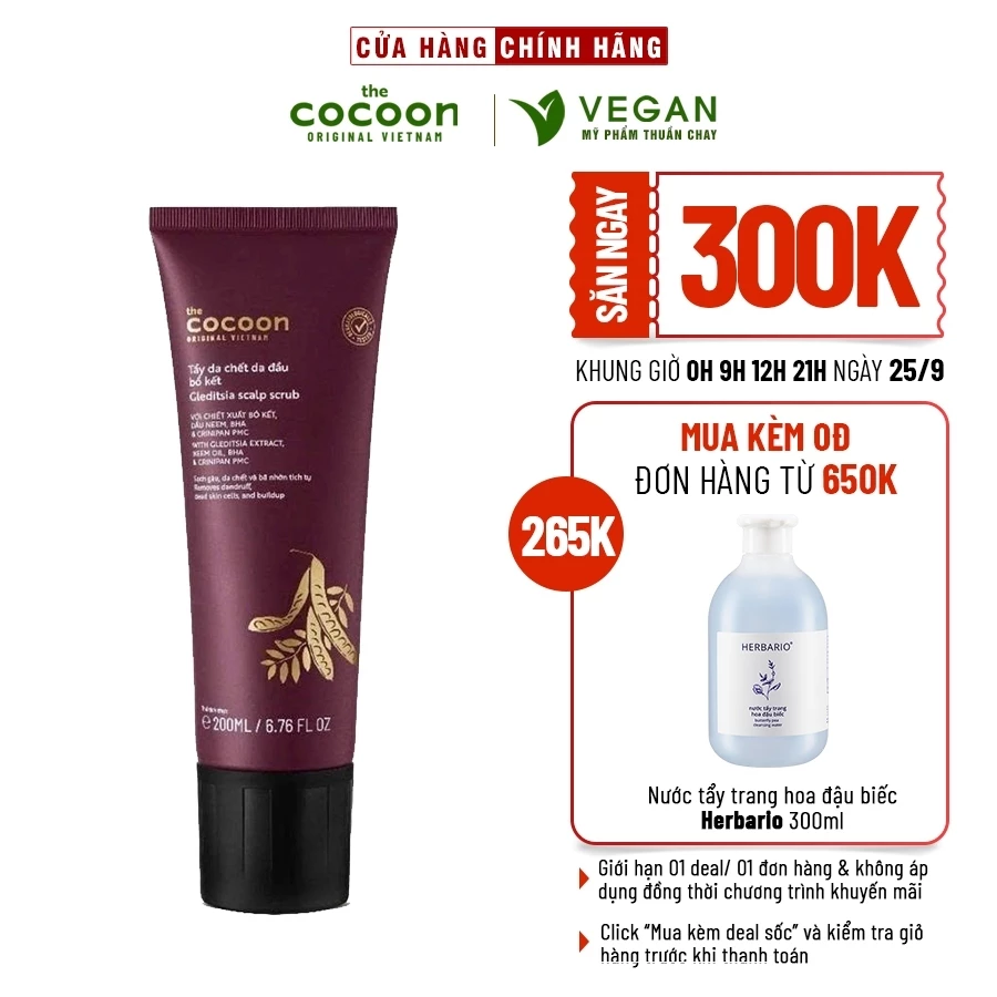 Tẩy da chết da đầu bồ kết Cocoon 200ml thuần chay