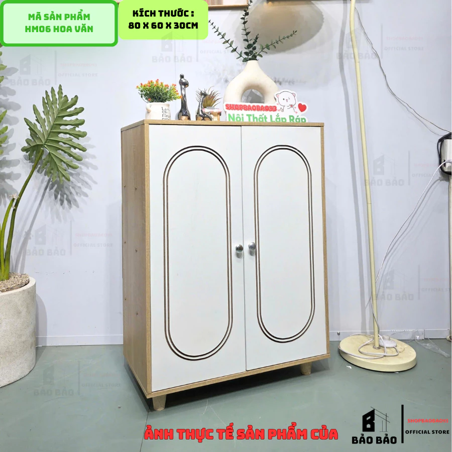 Tủ Giày Gỗ Tủ Đựng Đồ Nhiều Ngăn Chất Liệu MDF Bảo Bảo - HM06 HOA VĂN